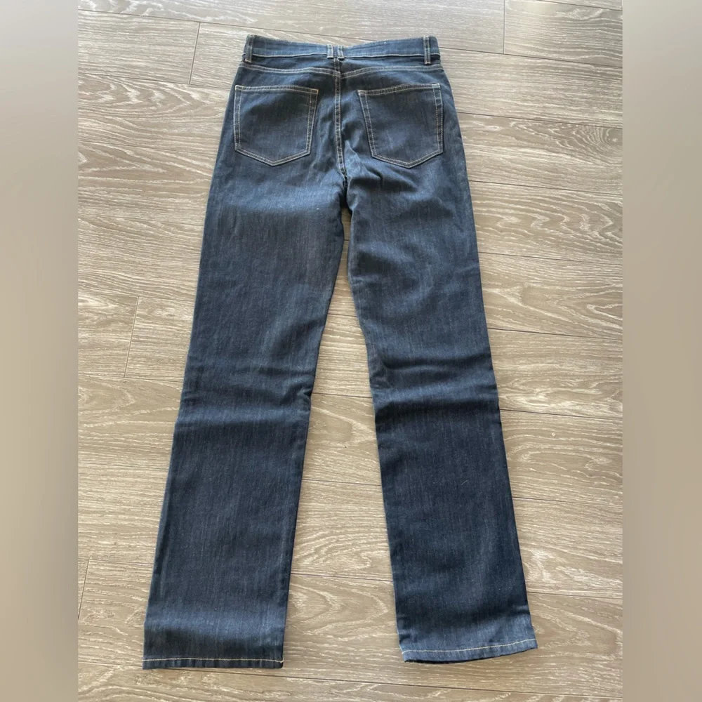 Zara Dark Wash High Rise Straight Leg Jeans - Picture 2 of 5
